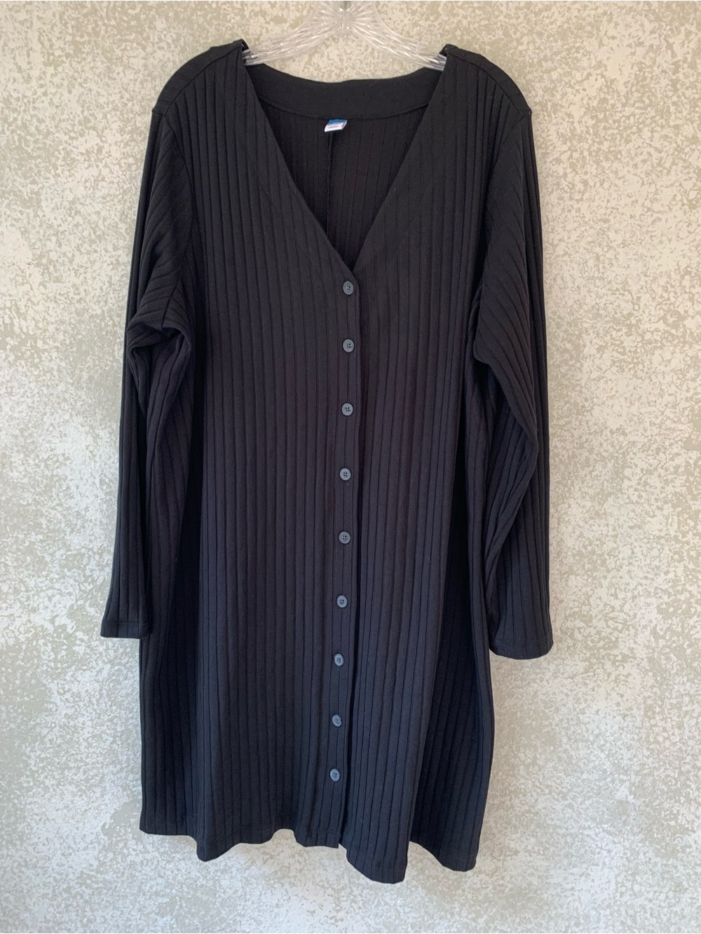 Old Navy Black Ribbed Button-Front Dress